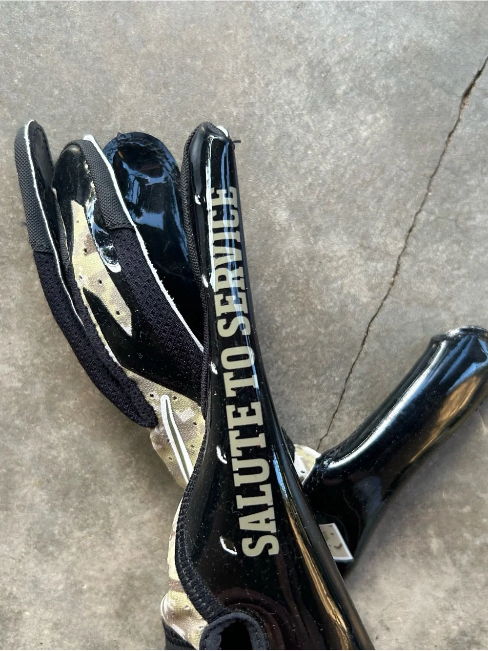 Salute to Service Camo NFL Football Gloves - Glossy Black